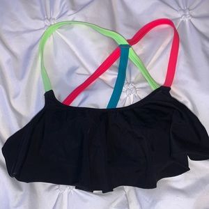 PINK black bikini colorful straps